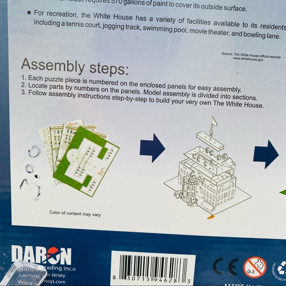 NEW 64 Piece 11" 3D Puzzle Model Kit - The White House Authentic Details Easy. - Picture 7 of 7